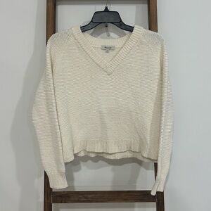 Madewell Cream V-Neck Sweater